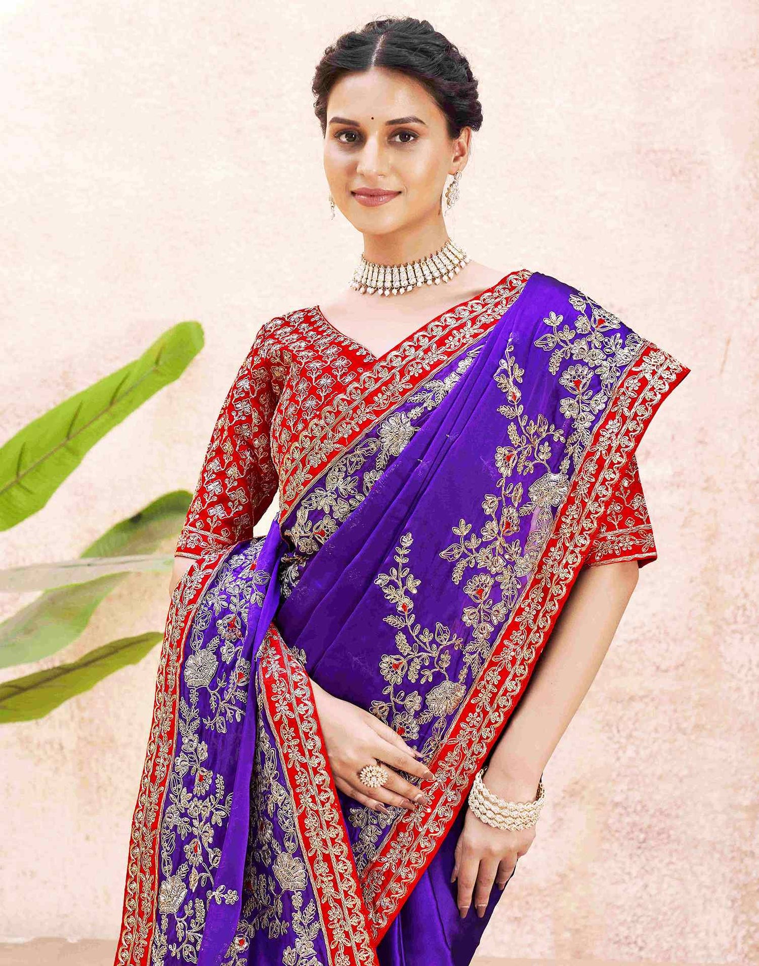 Purple Shimmer Sequence Embroidery Saree