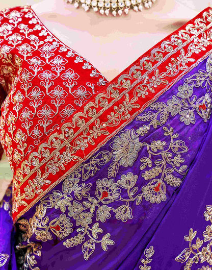 Purple Shimmer Sequence Embroidery Saree