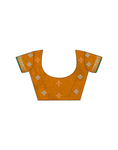 Yellow Vichitra Silk Embroidery Saree
