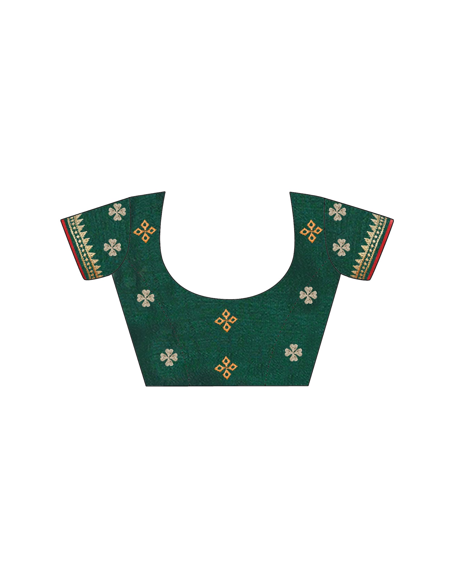 Dark Green Vichitra Silk Embroidery Saree