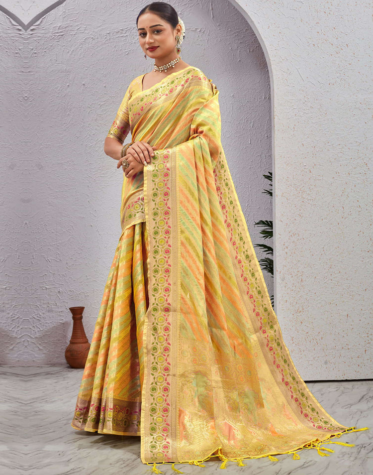 Yellow Silk Woven Banarasi Saree