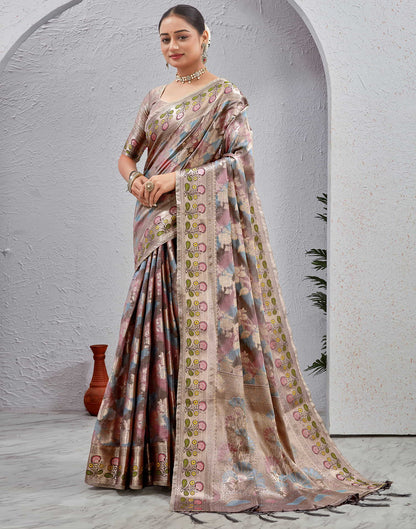 Grey Silk Woven Banarasi Saree