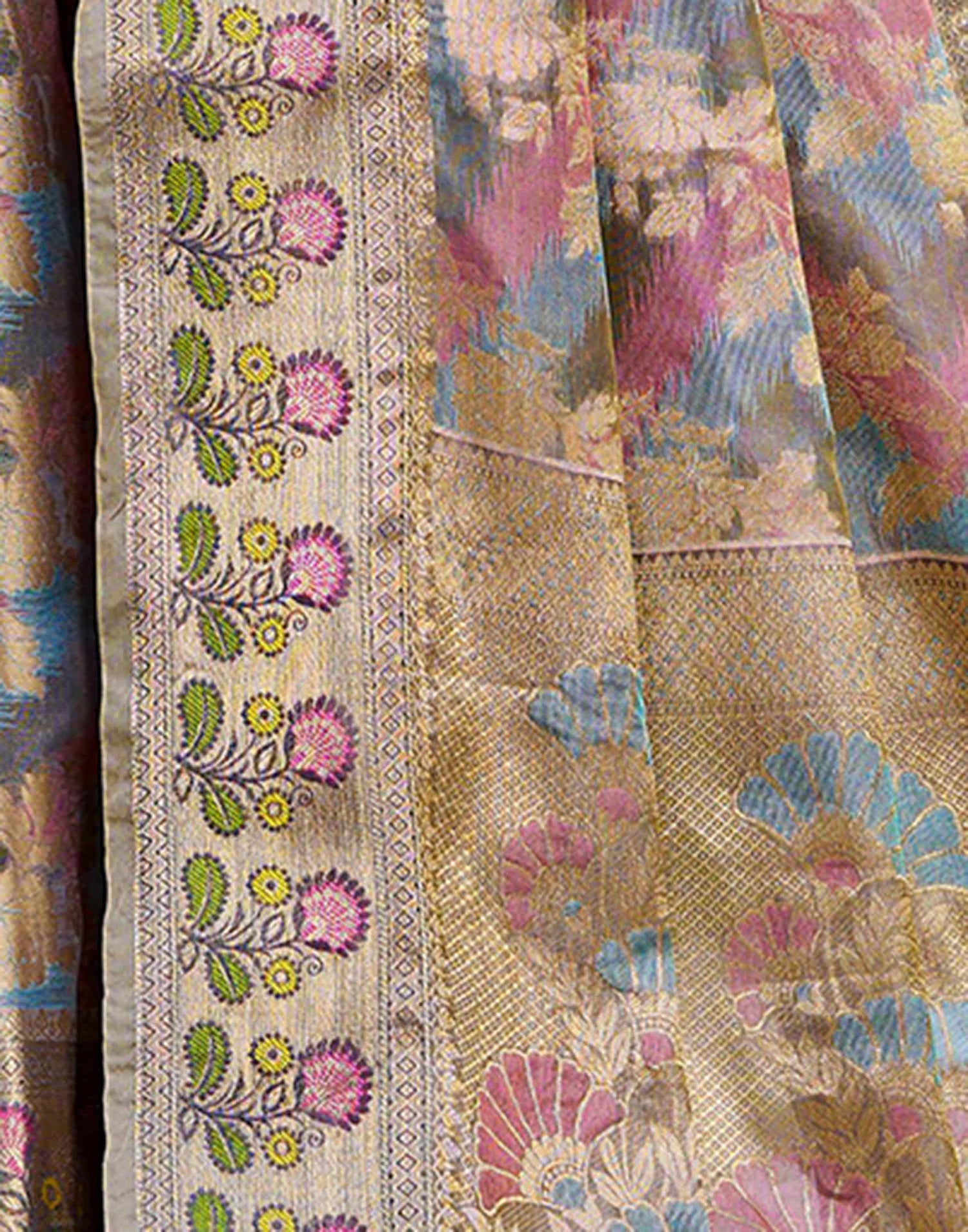 Grey Silk Woven Banarasi Saree