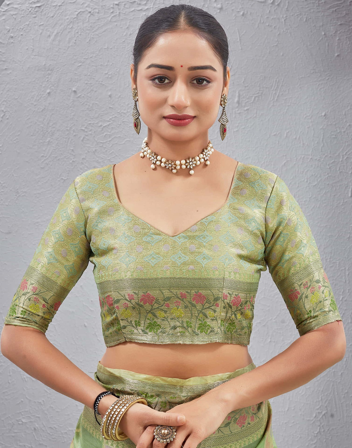 Pista Green Silk Woven Banarasi Saree