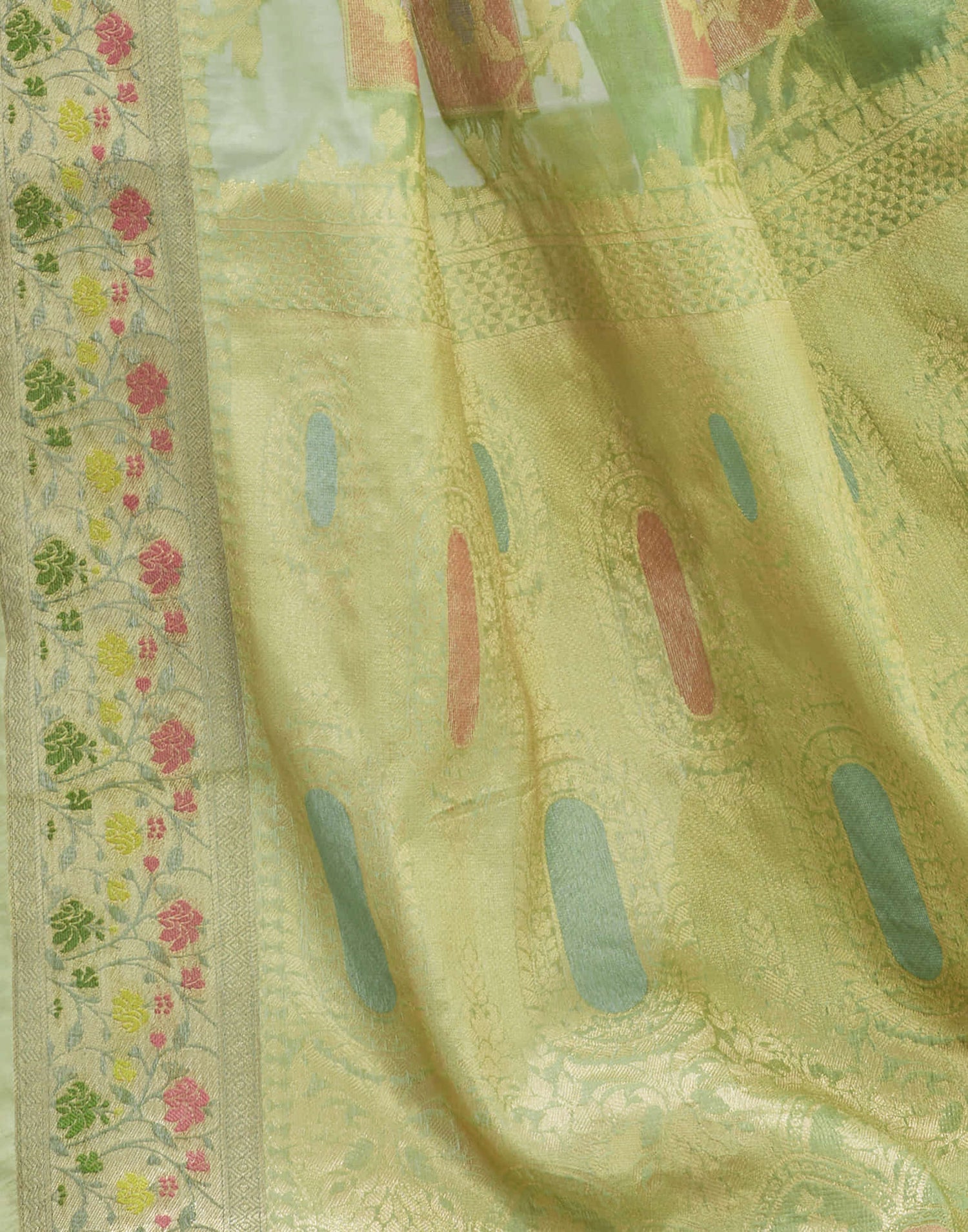 Pista Green Silk Woven Banarasi Saree