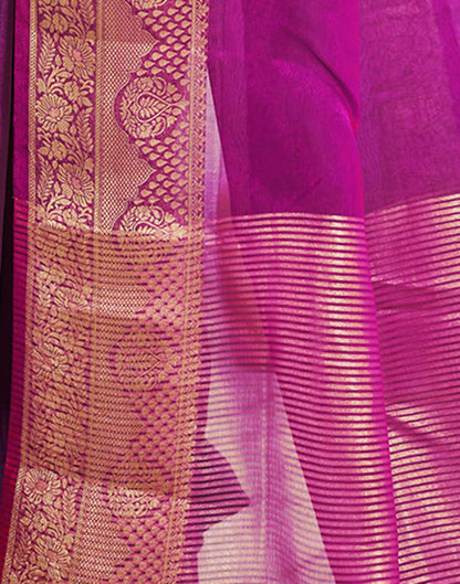 Dark Magenta Organza Woven Saree