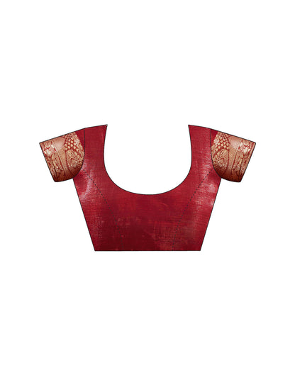 Maroon Organza Woven Saree