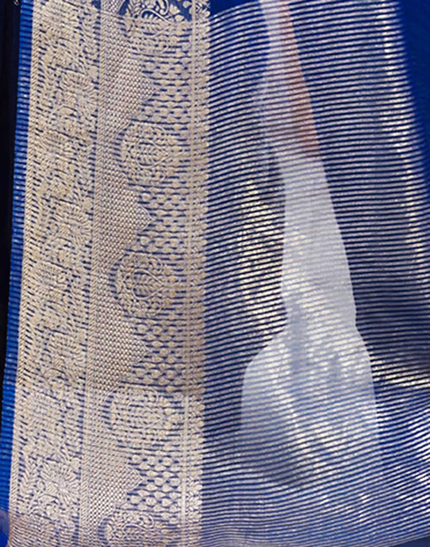 Dark Blue Organza Woven Saree