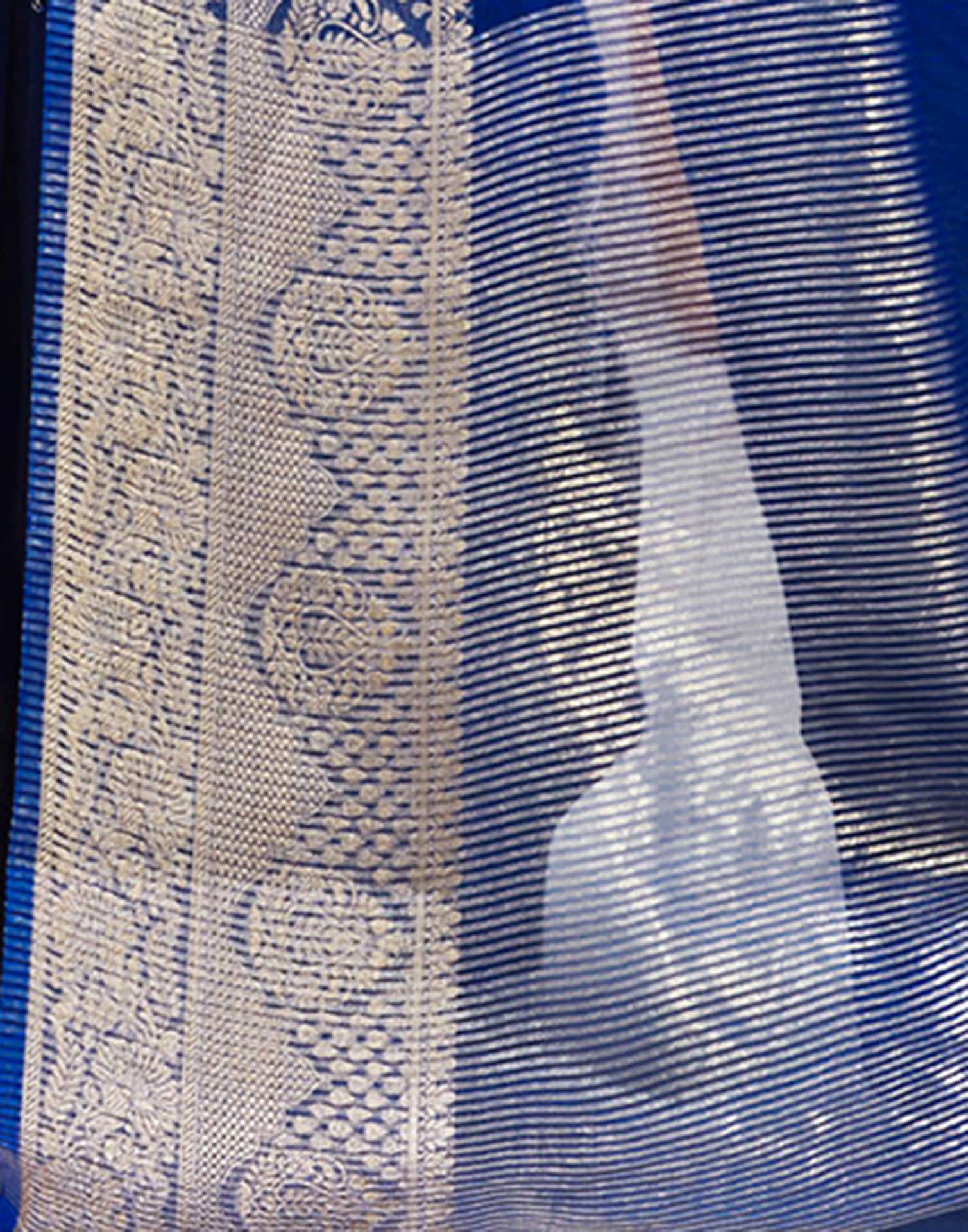 Dark Blue Organza Woven Saree