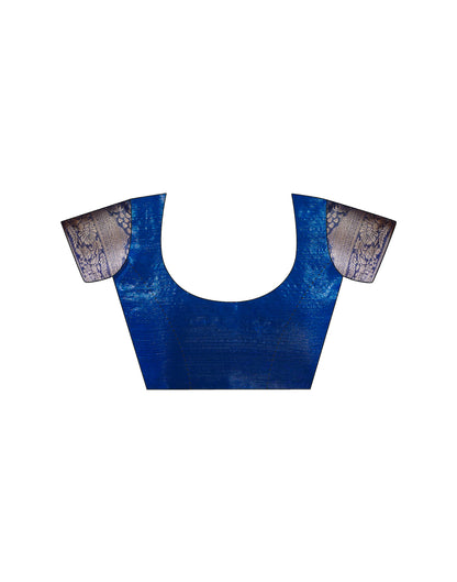 Dark Blue Organza Woven Saree