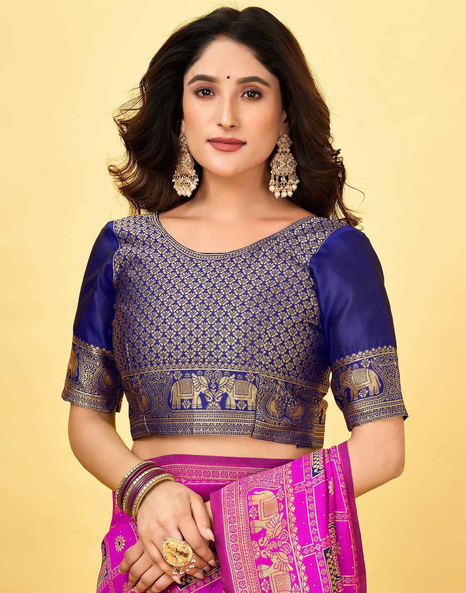 Magenta Silk Woven Patola Saree
