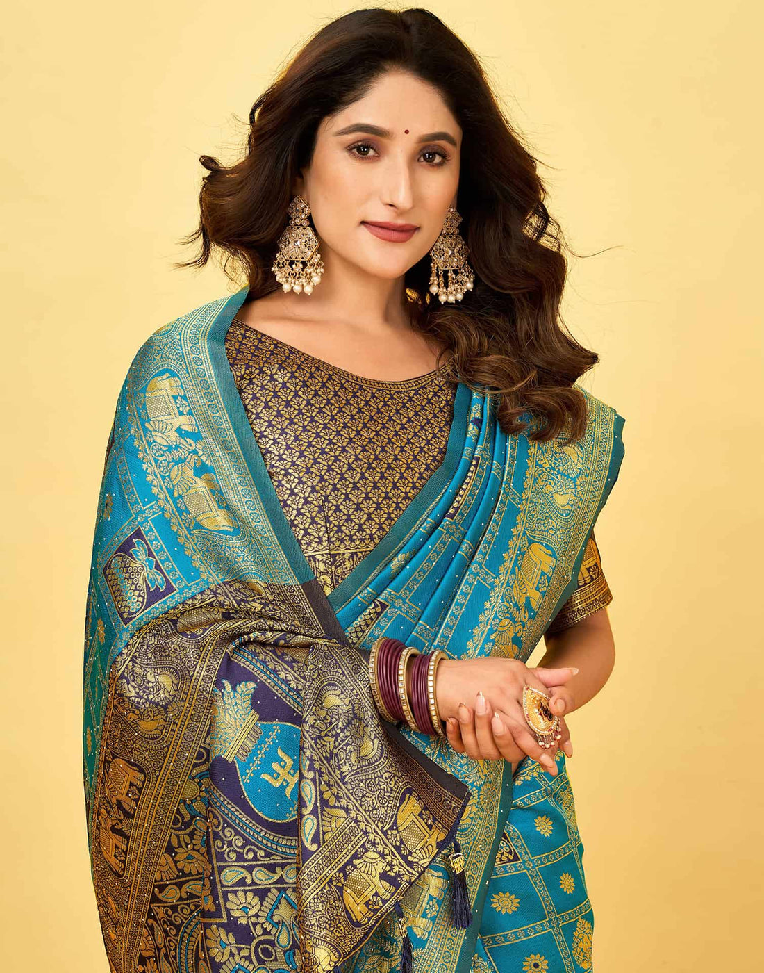 Teal Blue Silk Woven Patola Saree