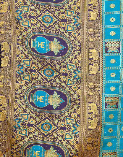 Teal Blue Silk Woven Patola Saree