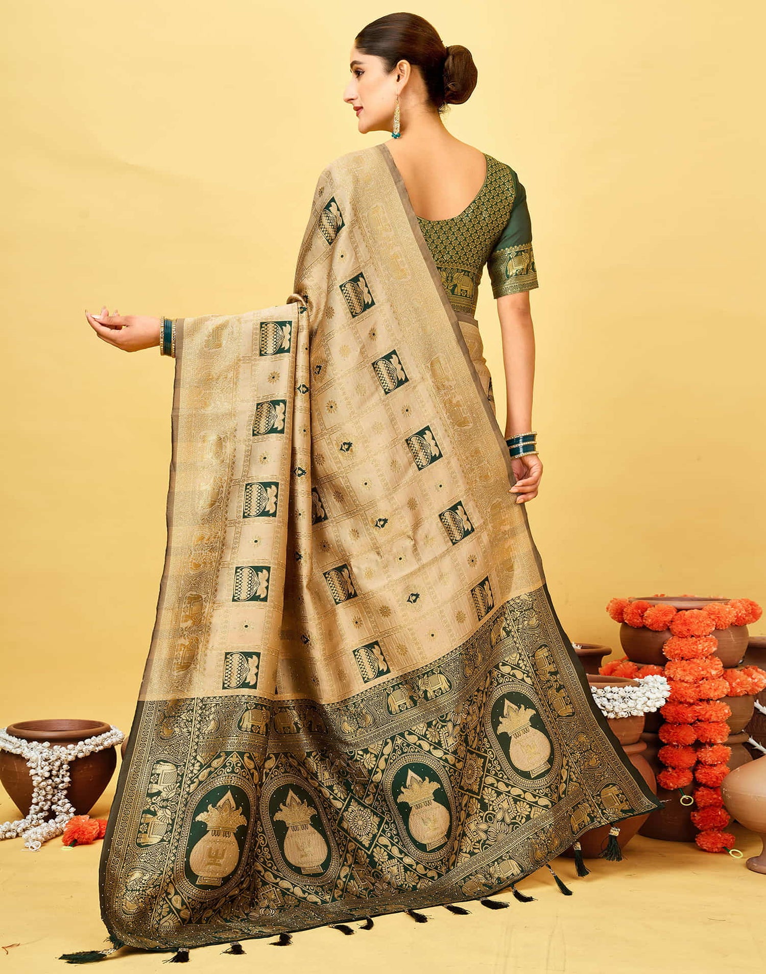 Beige Silk Woven Patola Saree