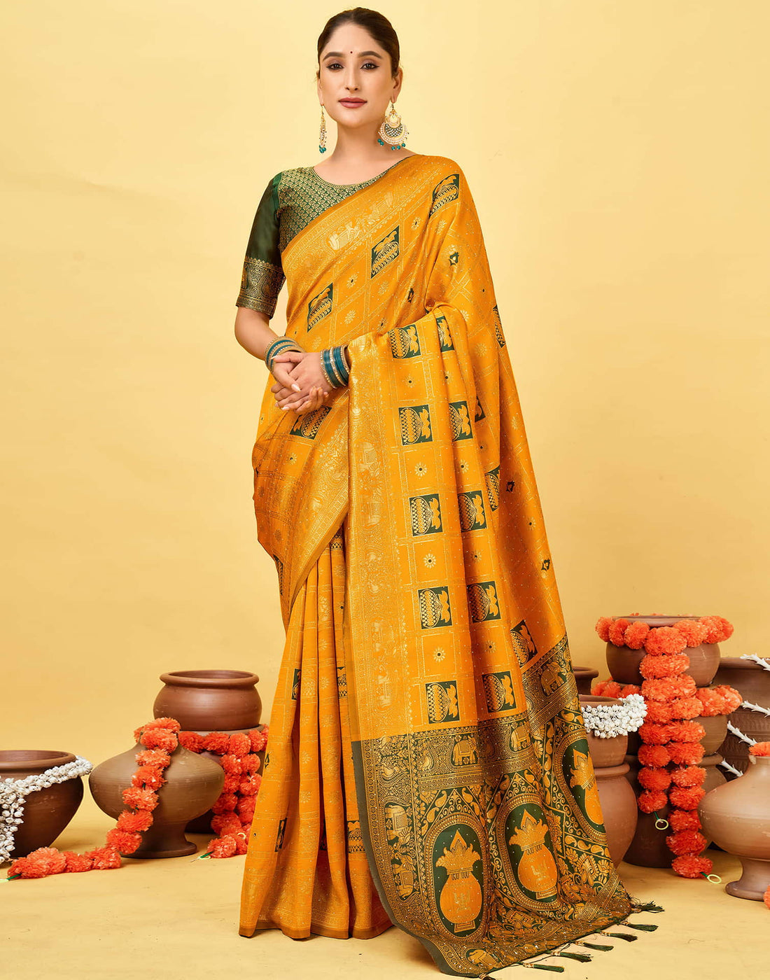 Yellow Silk Woven Patola Saree