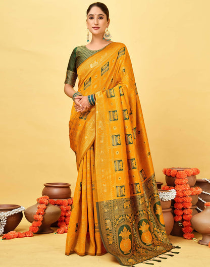 Yellow Silk Woven Patola Saree