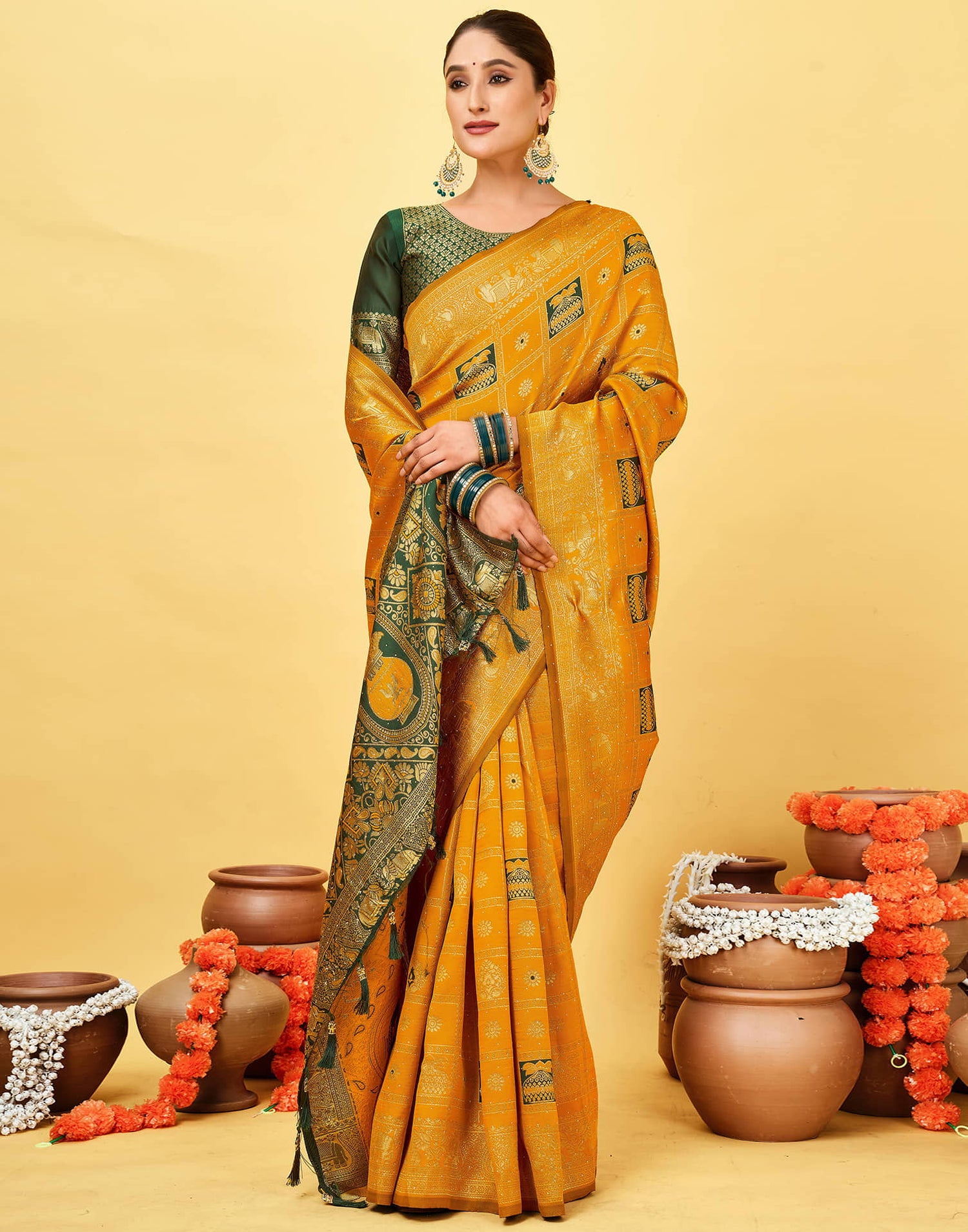 Yellow Silk Woven Patola Saree