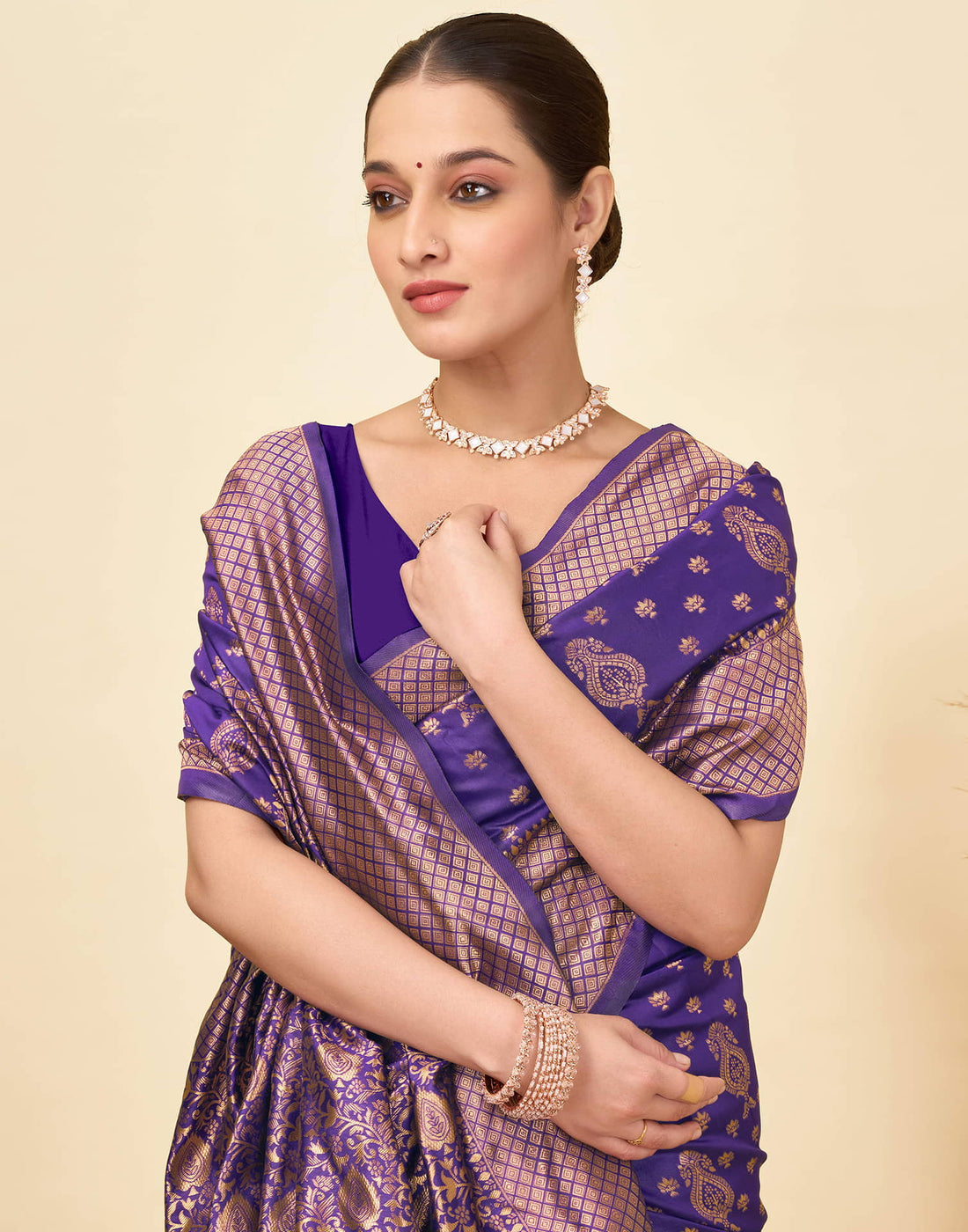 Purple Silk Woven Banarasi Saree