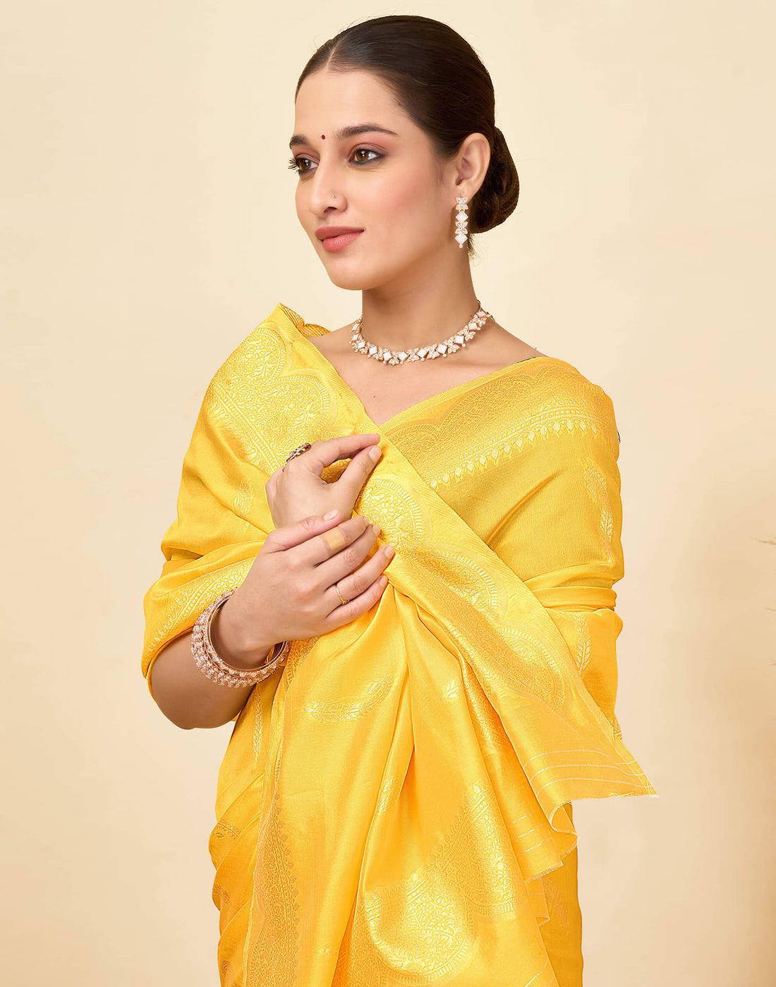 Yellow Silk Woven Banarasi Saree