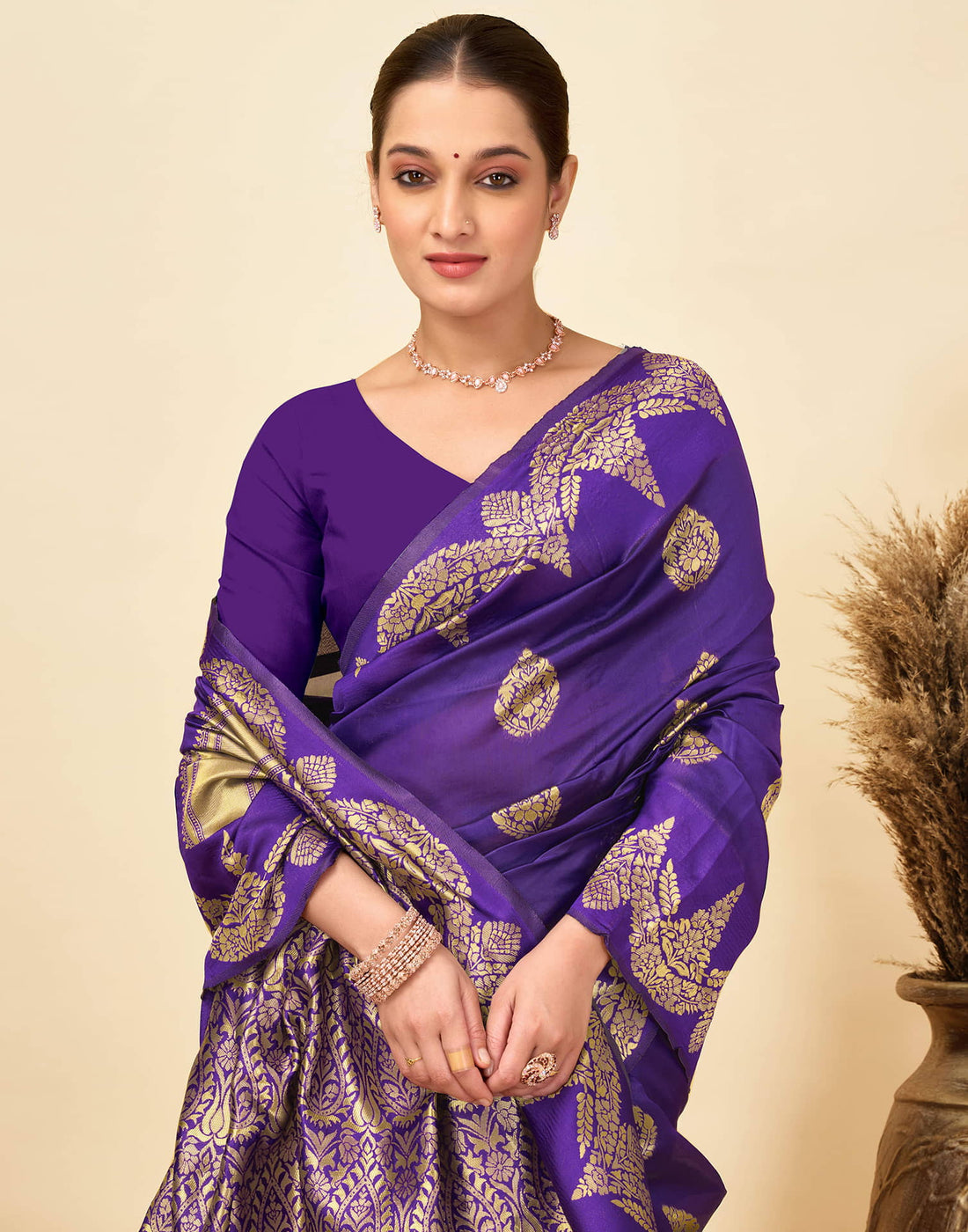 Purple Silk Woven Banarasi Saree