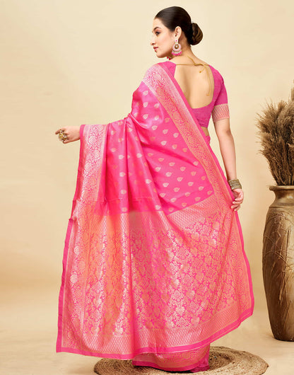 Pink Silk Woven Banarasi Saree