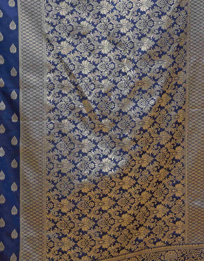 Navy Blue Silk Woven Banarasi Saree