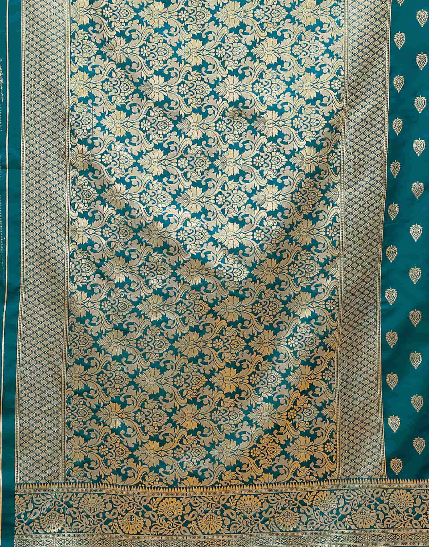 Rama Blue Silk Woven Banarasi Saree