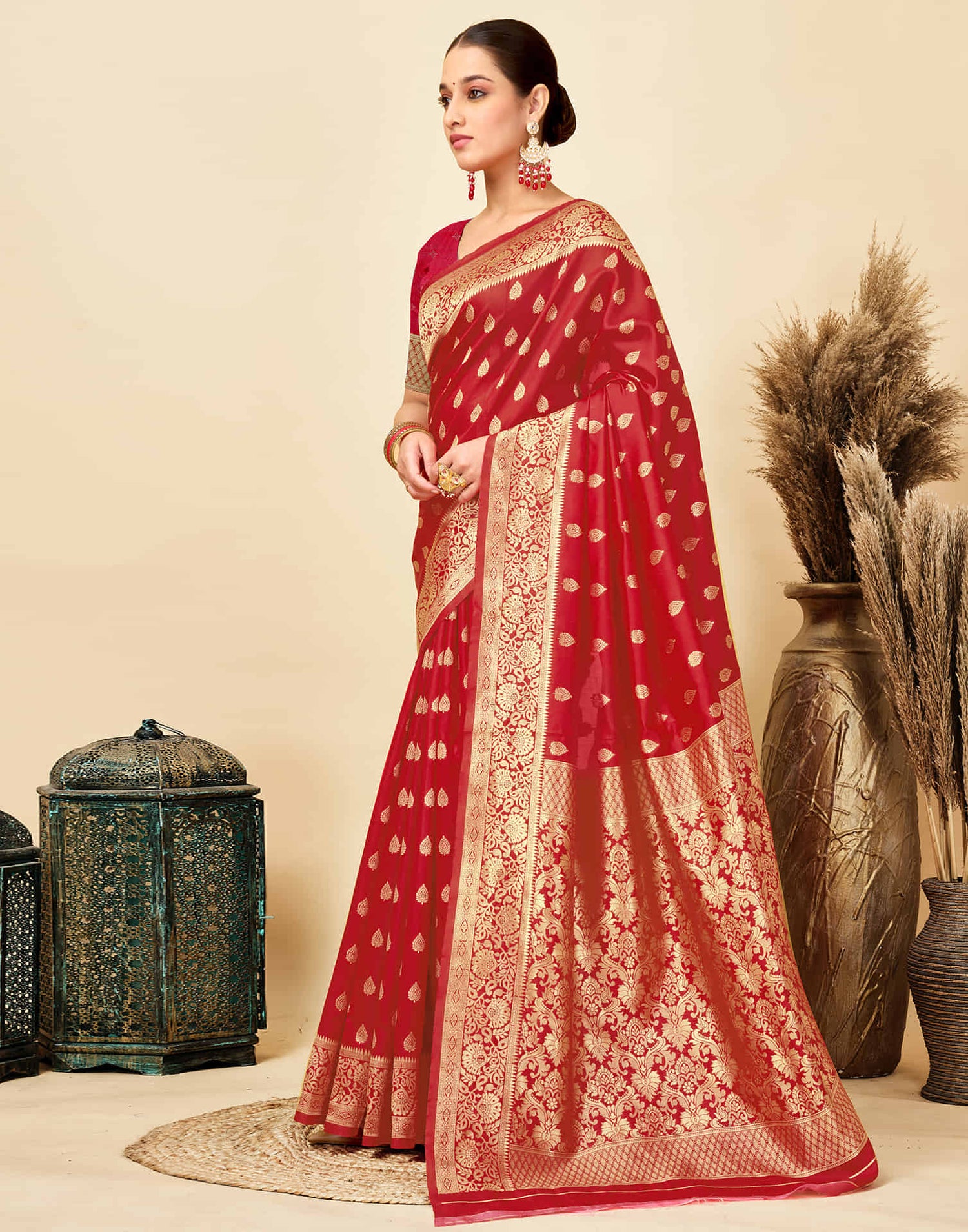 Red Silk Woven Banarasi Saree