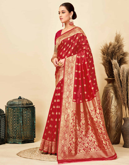 Red Silk Woven Banarasi Saree