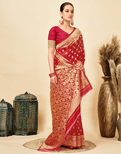 Red Silk Woven Banarasi Saree