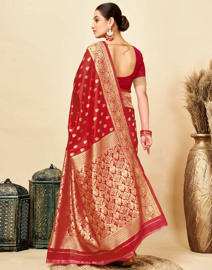 Red Silk Woven Banarasi Saree