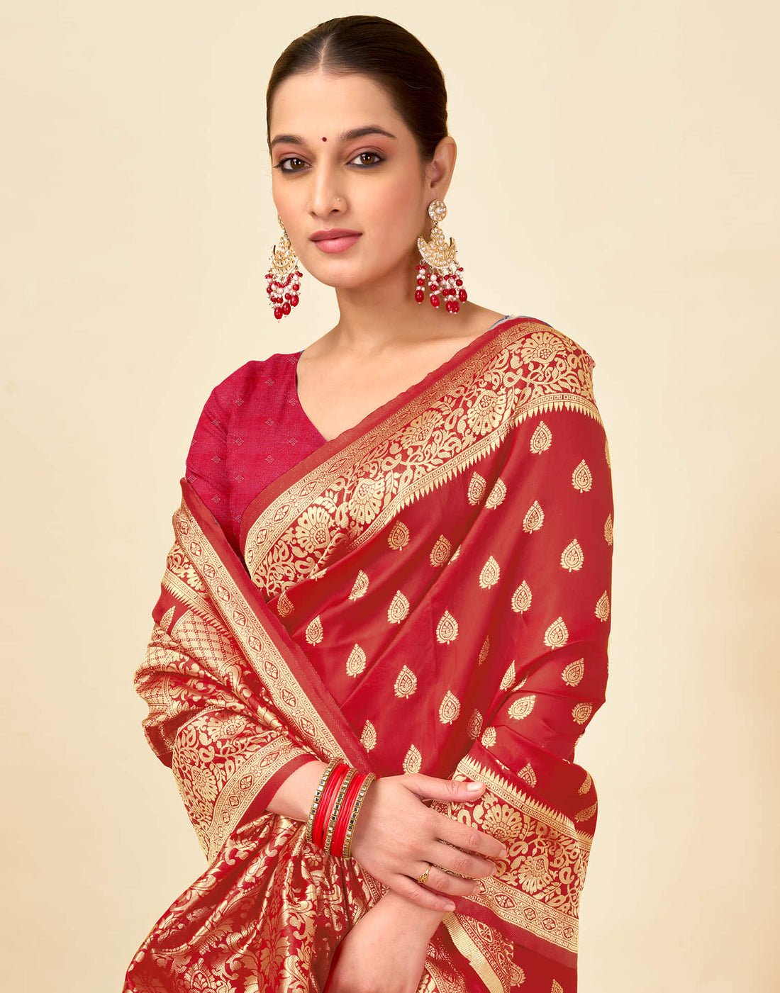 Red Silk Woven Banarasi Saree
