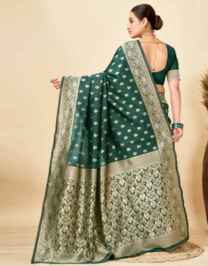 Dark Green Silk Woven Banarasi Saree