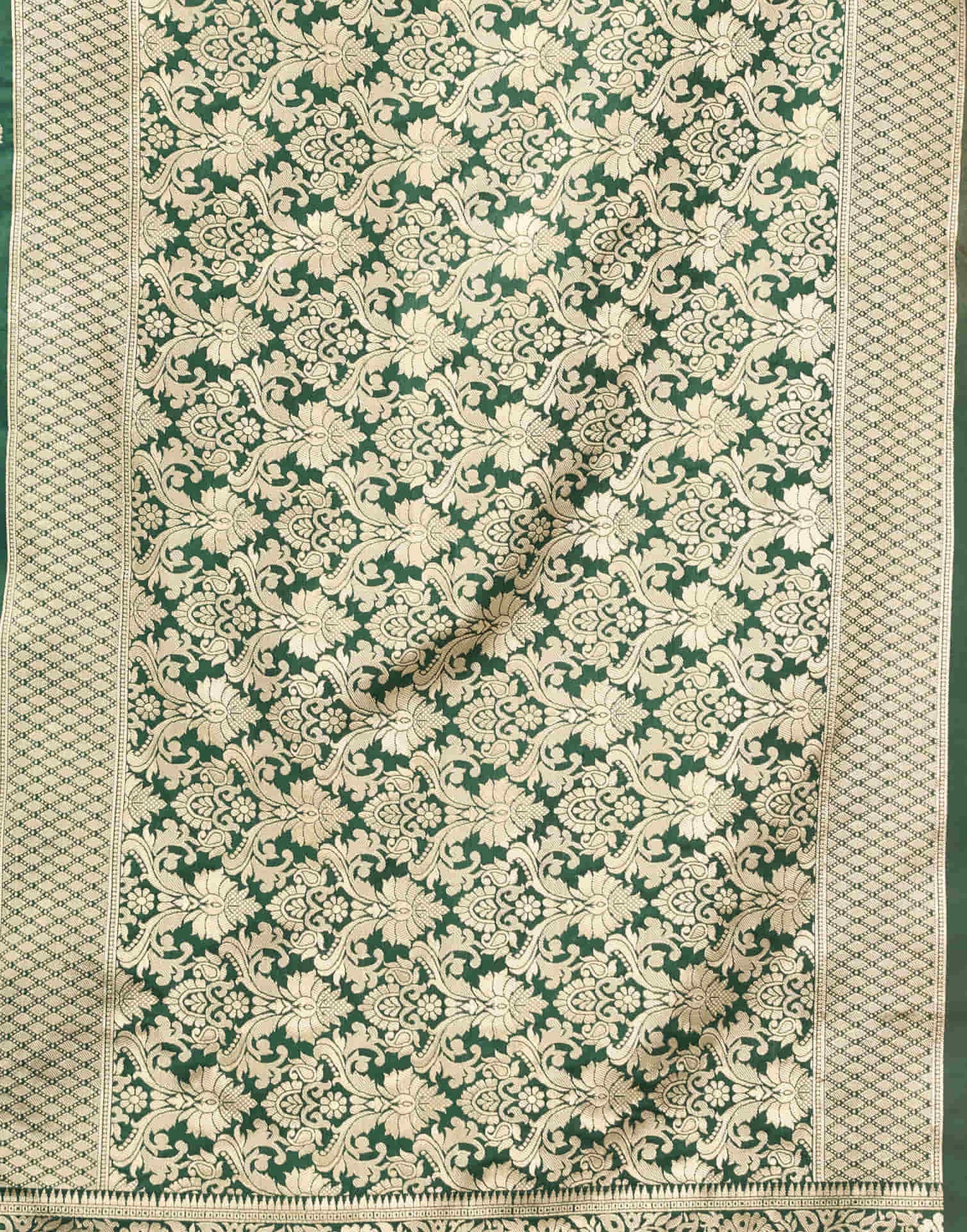 Dark Green Silk Woven Banarasi Saree