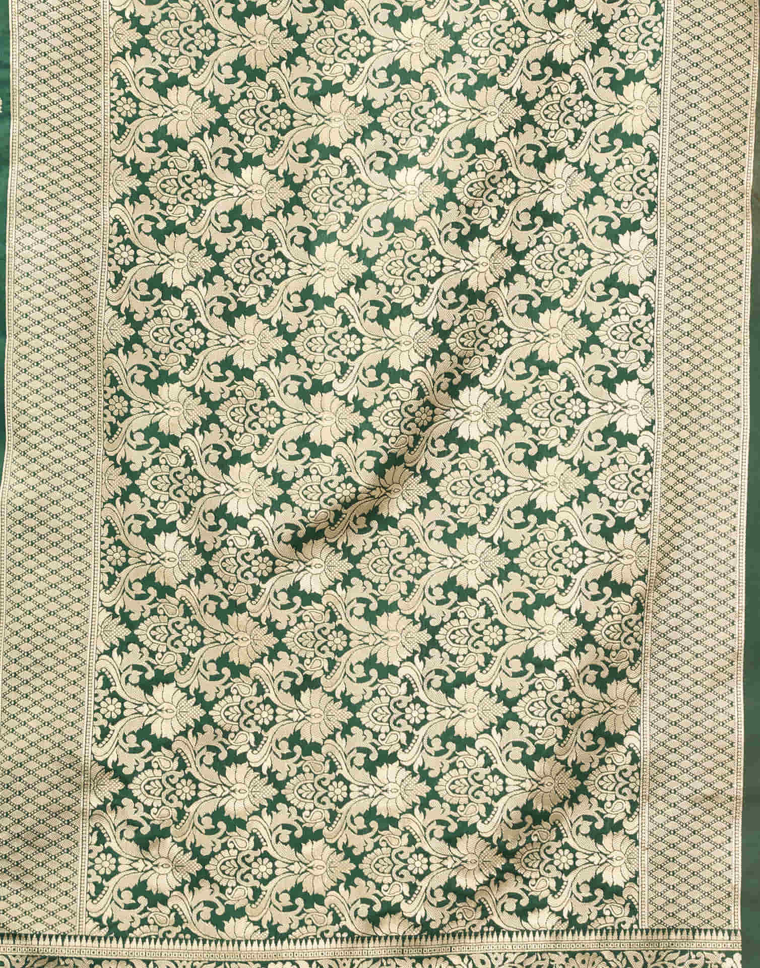 Dark Green Silk Woven Banarasi Saree