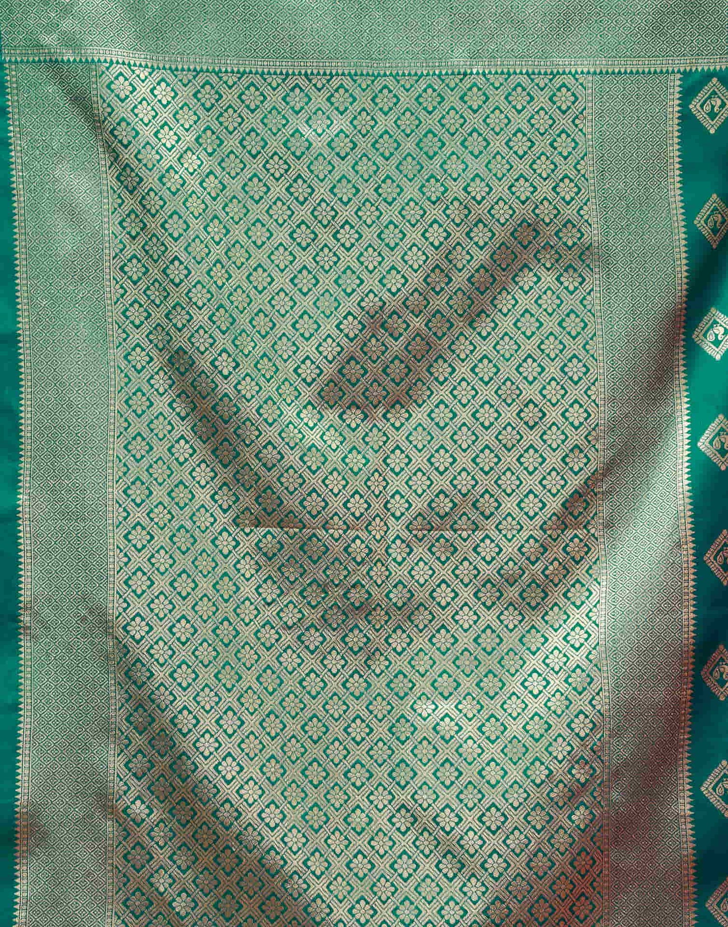 Teal Green Silk Woven Banarasi Saree