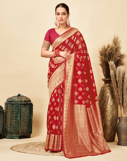 Red Silk Woven Banarasi Saree