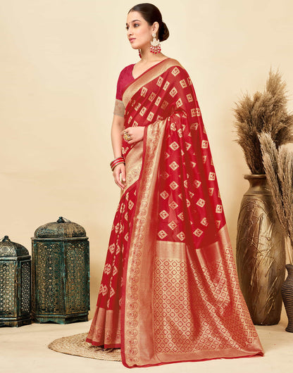 Red Silk Woven Banarasi Saree