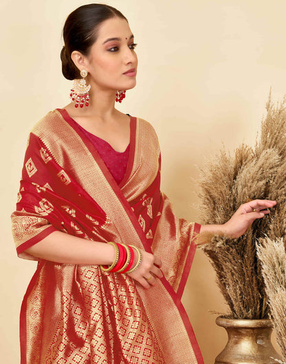 Red Silk Woven Banarasi Saree