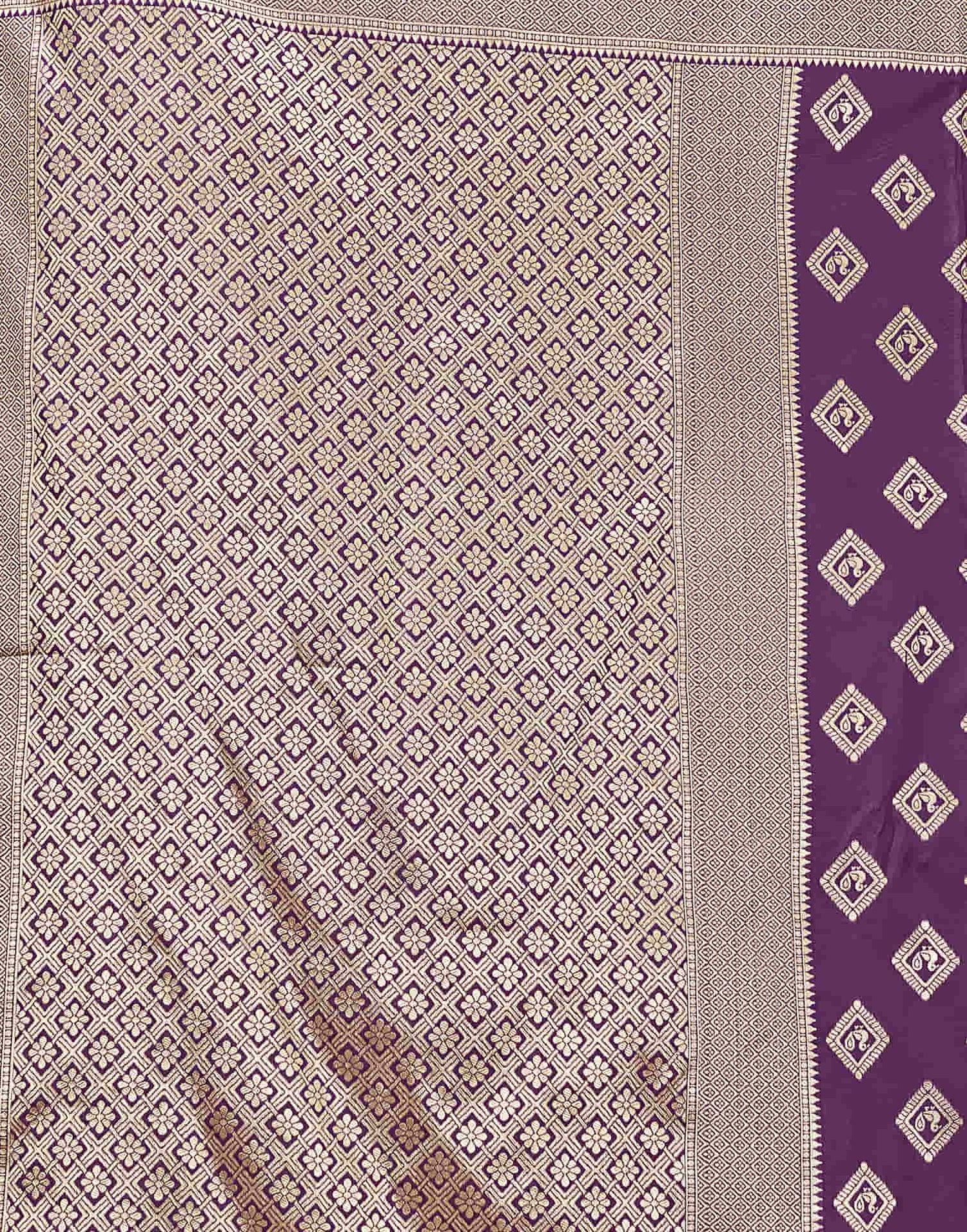 Dark Purple Silk Woven Banarasi Saree