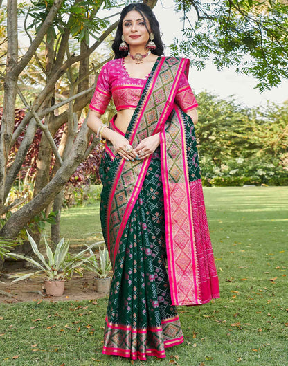 Dark Green Silk Woven Patola Saree