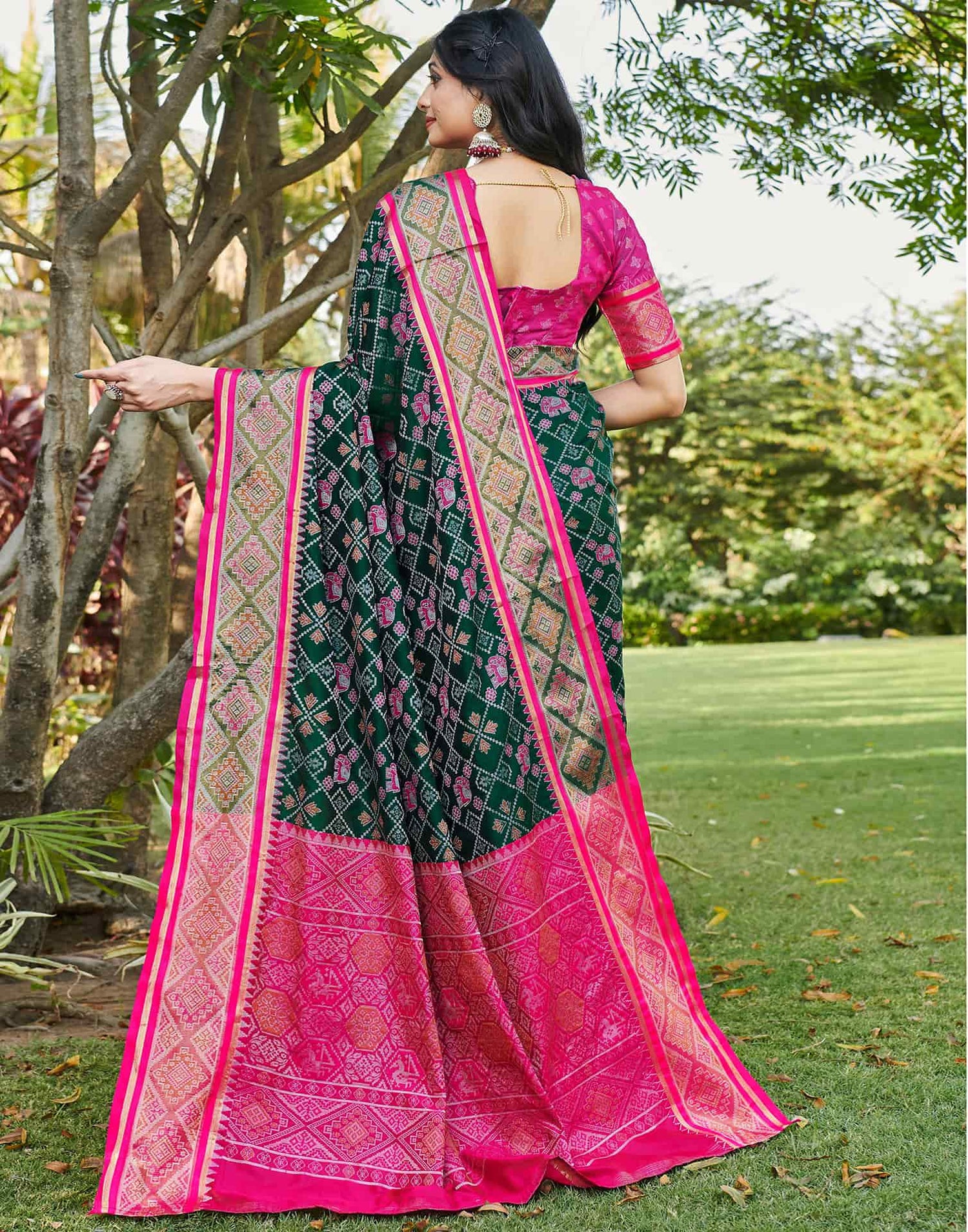 Dark Green Silk Woven Patola Saree