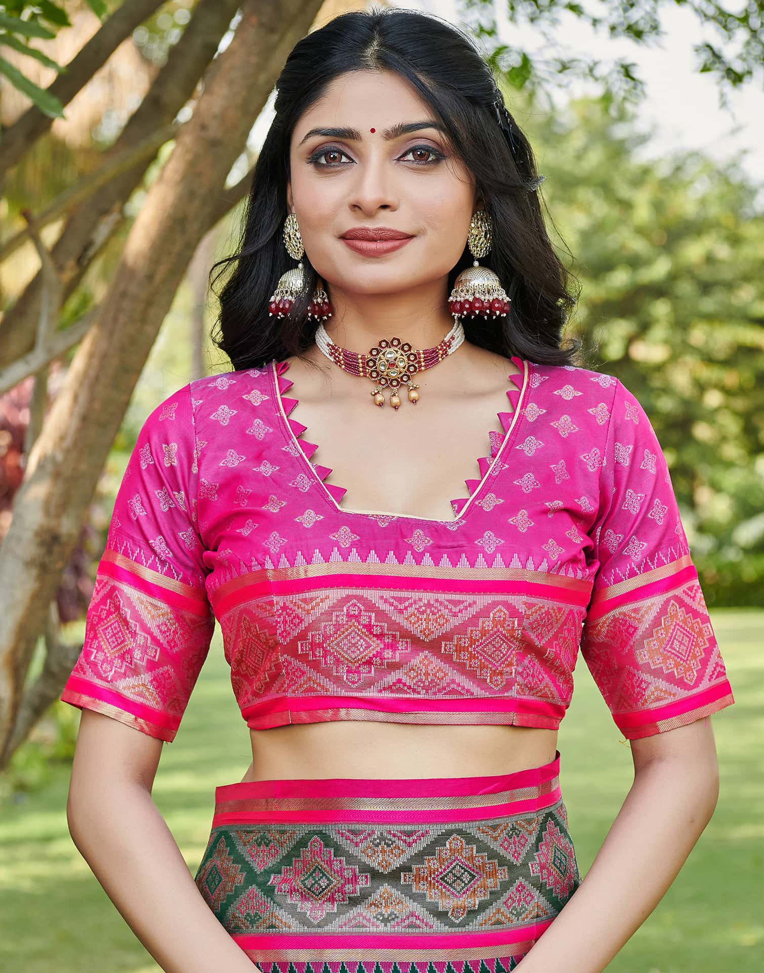 Dark Green Silk Woven Patola Saree