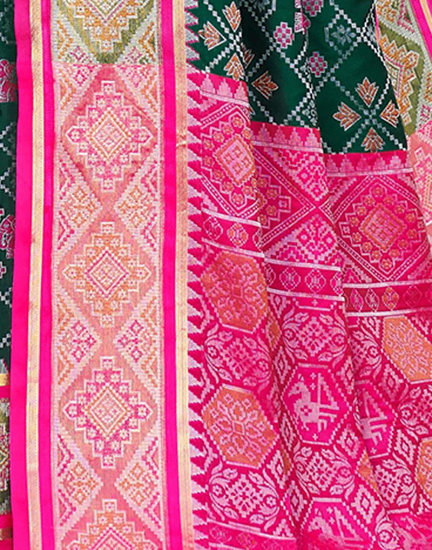 Dark Green Silk Woven Patola Saree