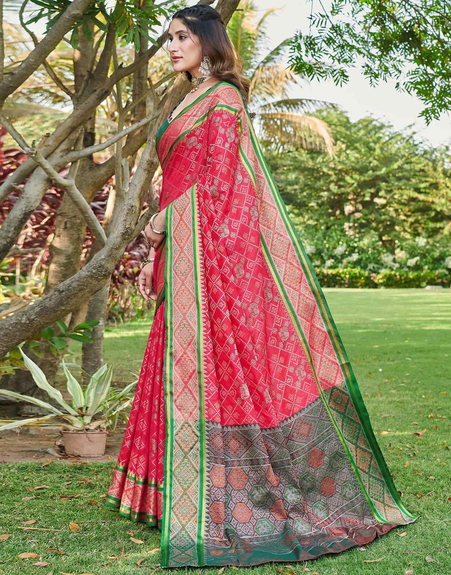 Pink Silk Woven Patola Saree