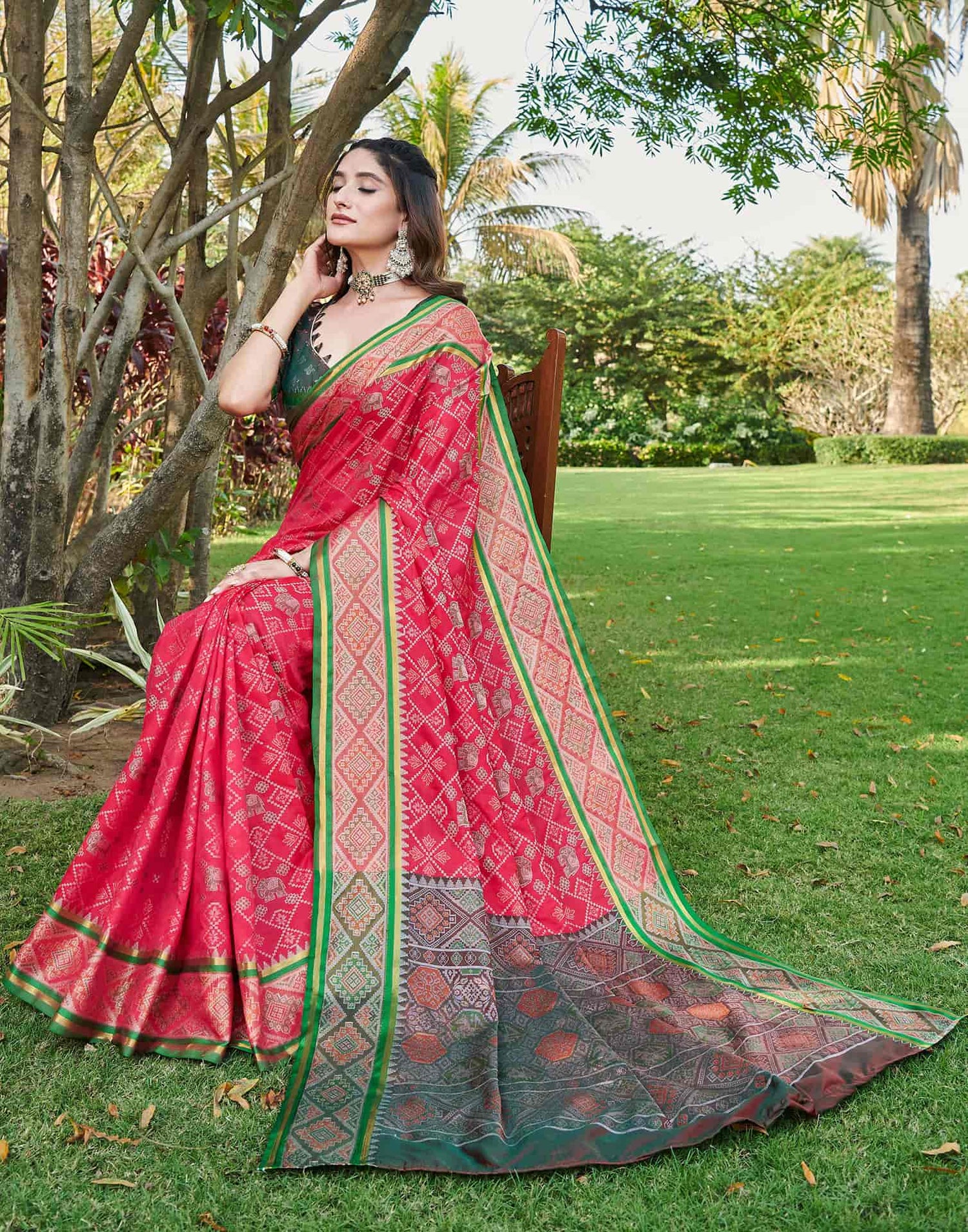 Pink Silk Woven Patola Saree