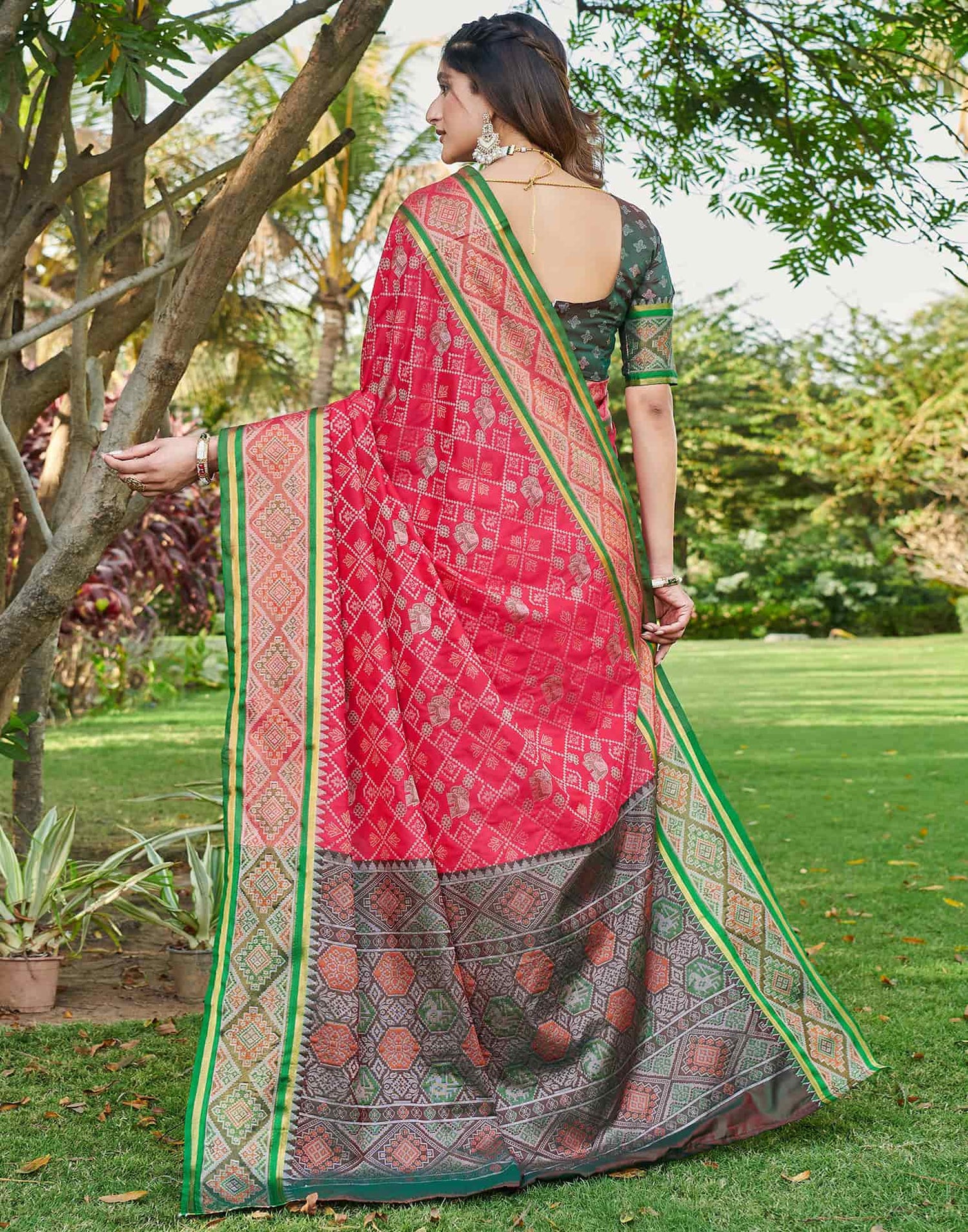 Pink Silk Woven Patola Saree