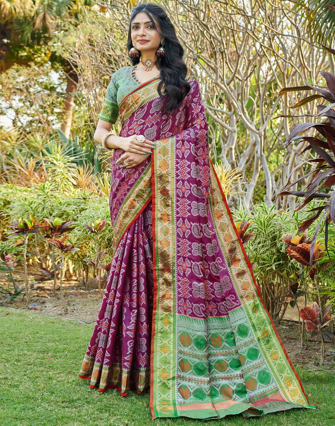 Purple Silk Woven Patola Saree