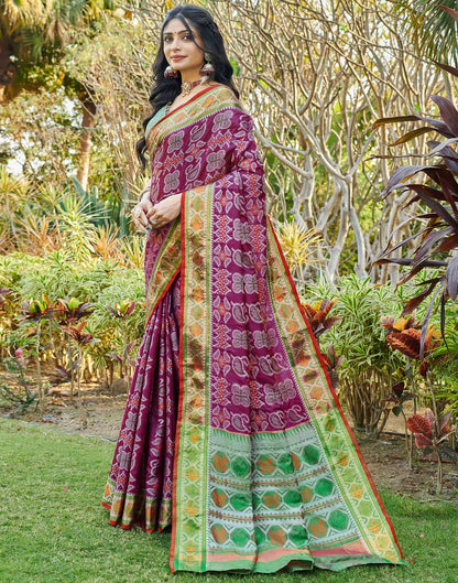 Purple Silk Woven Patola Saree