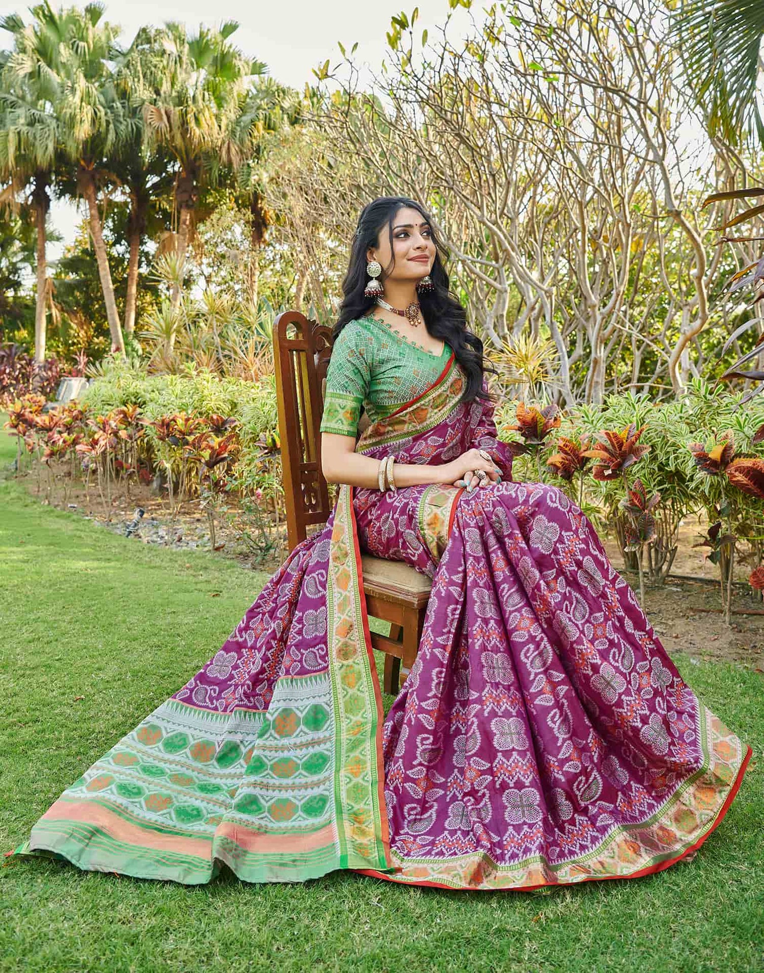 Purple Silk Woven Patola Saree